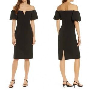 Vince Camuto Off The Shoulder Black Cocktail Dress